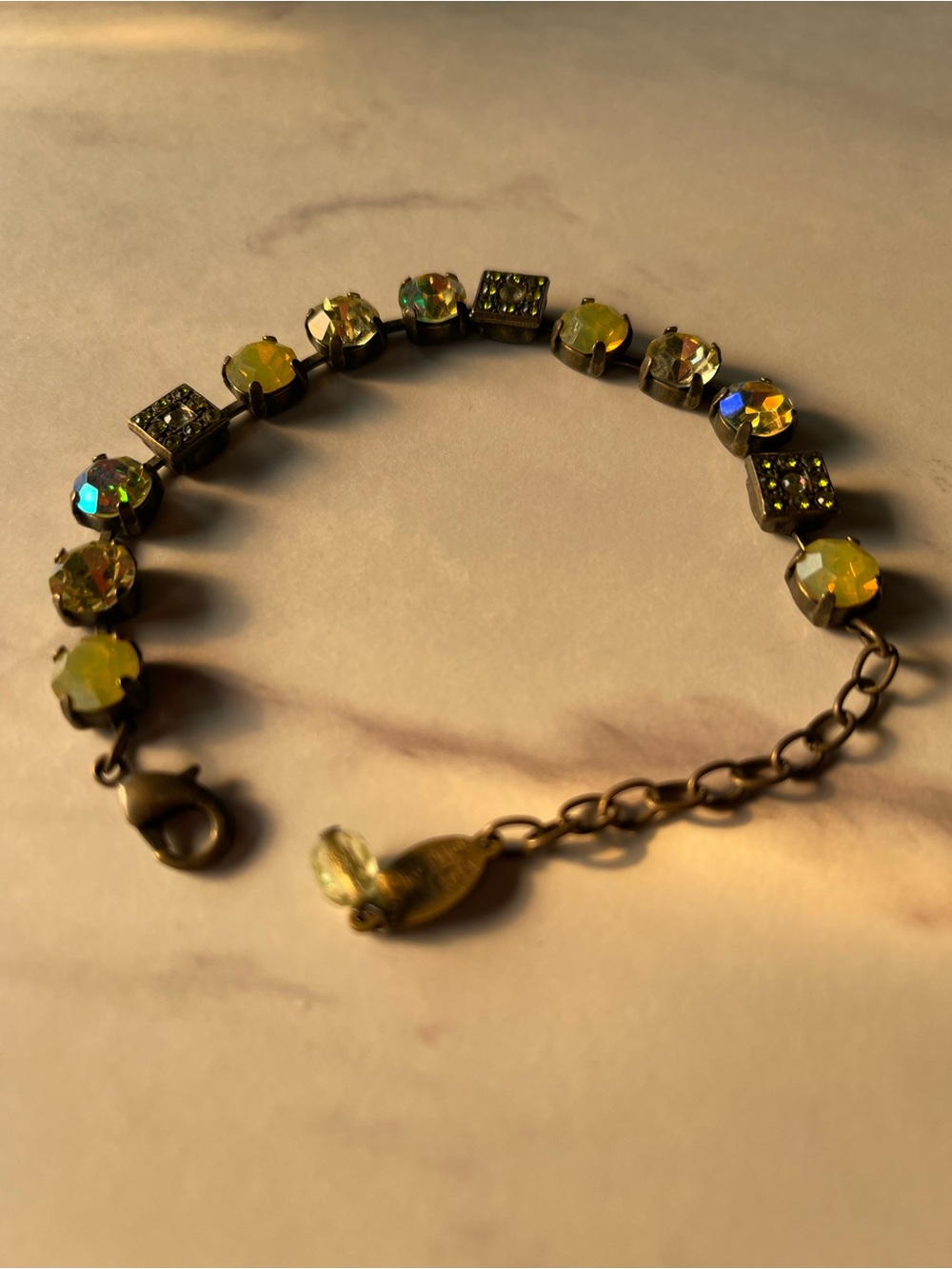 Yellow Crystal Tennis Bracelet - Vintage-Inspired Women's Jewelry